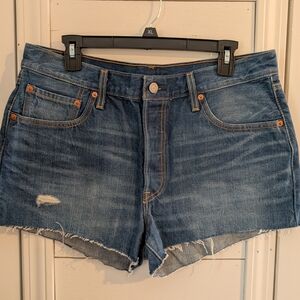 Levi's Blue Jean Shorts with Frayed Hem